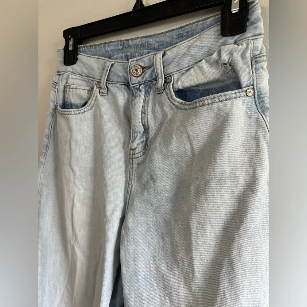 Rewash cropped raw hem light wash jeans